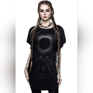 KILLSTAR Black Hole Sun Tee Shirt Dress Black Gothic Grunge XS